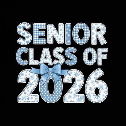Class of 2026 Toile Blue Bow