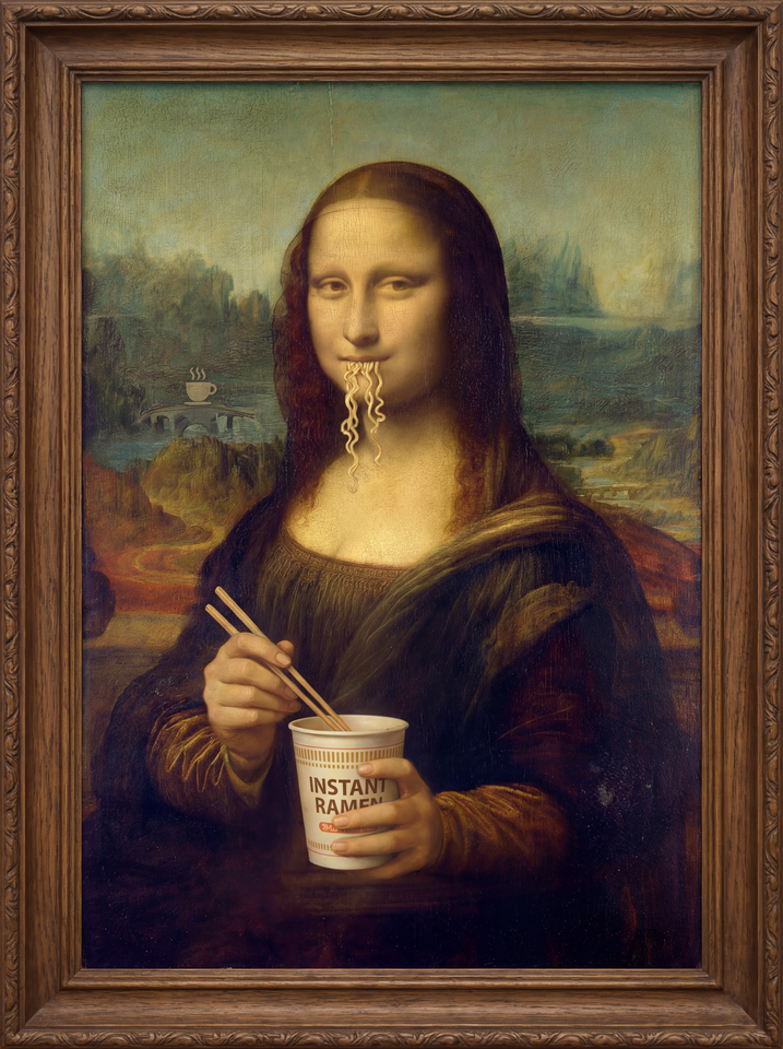Mona Lisa eating Ramen