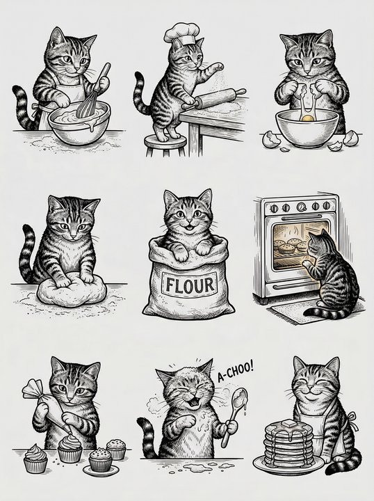 Cats Cooking Grid