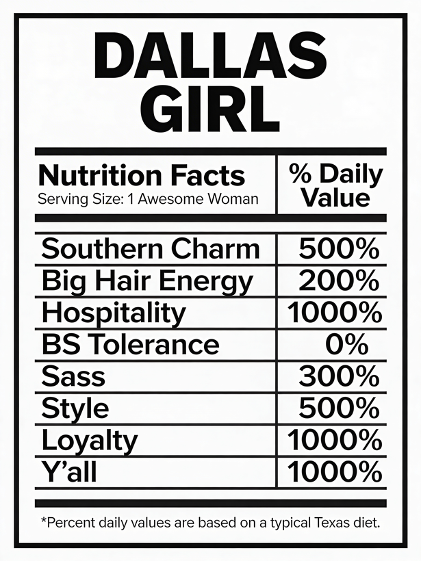 Dallas Girl Nutrition Label