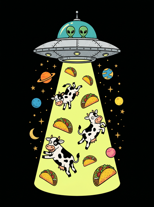 Cartoon Ufo Alien Adbuction