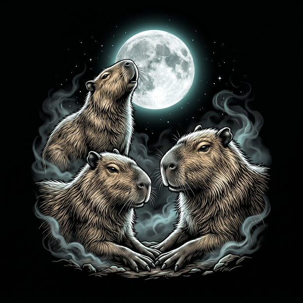 Three Capybara Moon